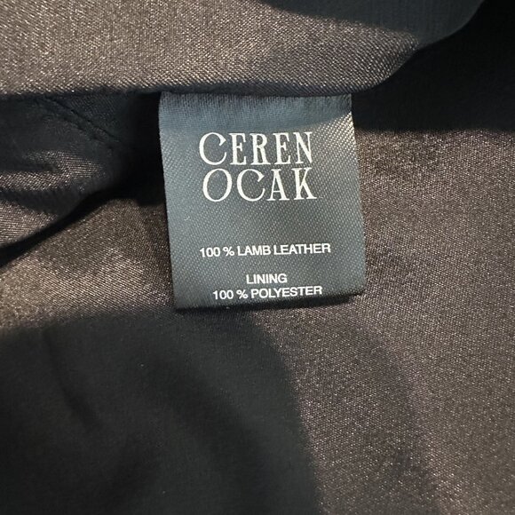 NWT Ceren Ocak Black Lamb Leather Buckle Detail Mini Skirt Women's X-Small XS - Picture 5 of 10